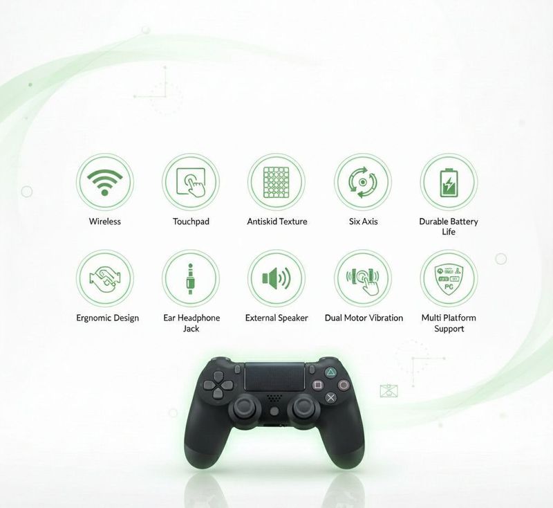 Elite Gaming Hub Playstation Dualshock4 Wireless Gamepad | High Performance |Dual Motor Bluetooth Motion Controller (Black Edition, For PS4, PC, Mobile) - Image 6