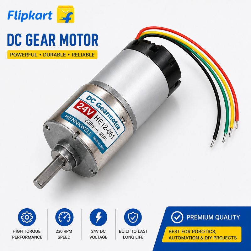 enormity DC Motor 12V 118 RPM High Torque Metal Gear Motor (Pack of 4) DC Brushed Motor - Image 4