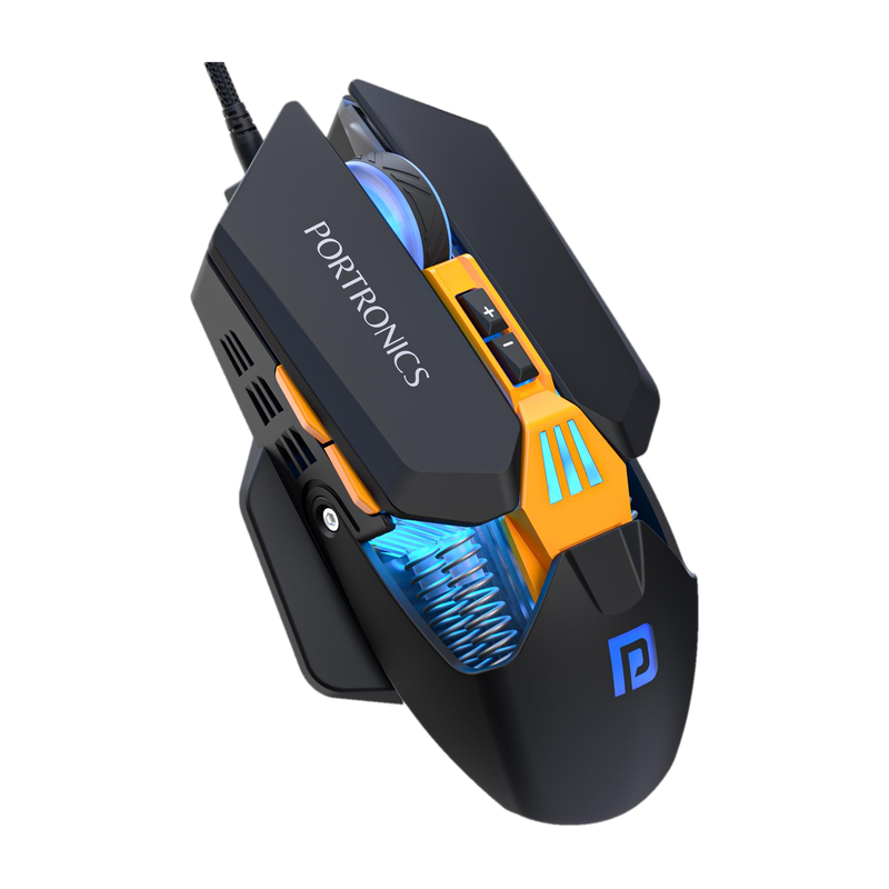 Portronics Vader 2.0 Wired Ergonomic Optical  Gaming Mouse 7 Programmable Button, Upto DPI 7100, RGB Light (USB 2.0, Black)