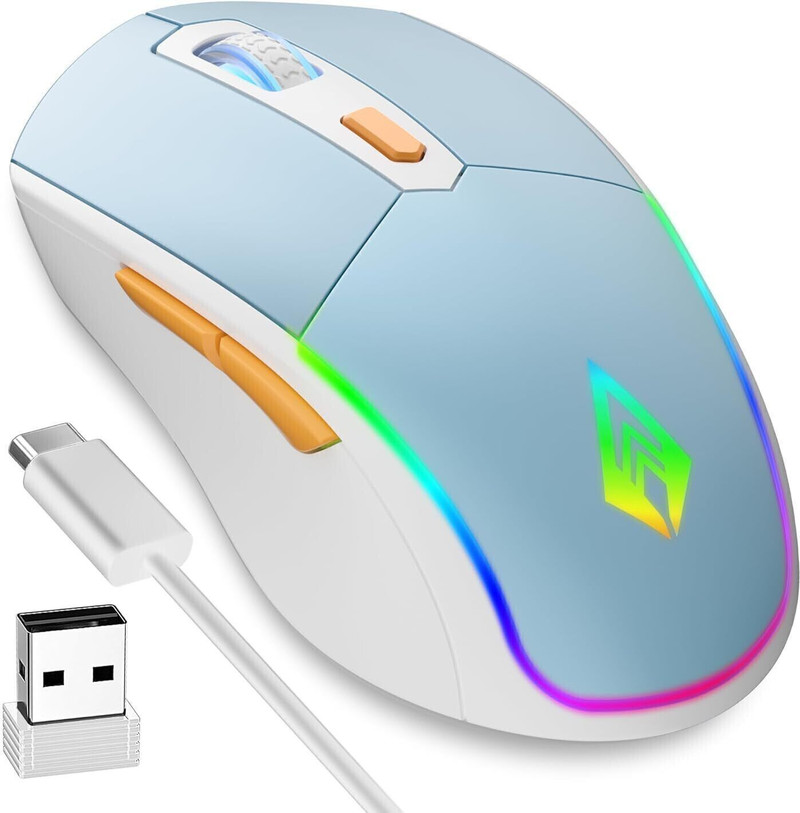 Archer Tech Lab Recurve 700 Wireless Gaming Mouse RGB light, dual Bluetooth/2.4GHz, 4 DPI, USB-C Wireless Ambidextrous Optical  Gaming Mouse With Blue