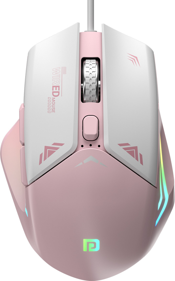 Portronics Vader Wired Ambidextrous Optical  Gaming Mouse 6 Buttons, Thumb Support, RGB Lights, Max 6400 DPI (USB 2.0, Pink)