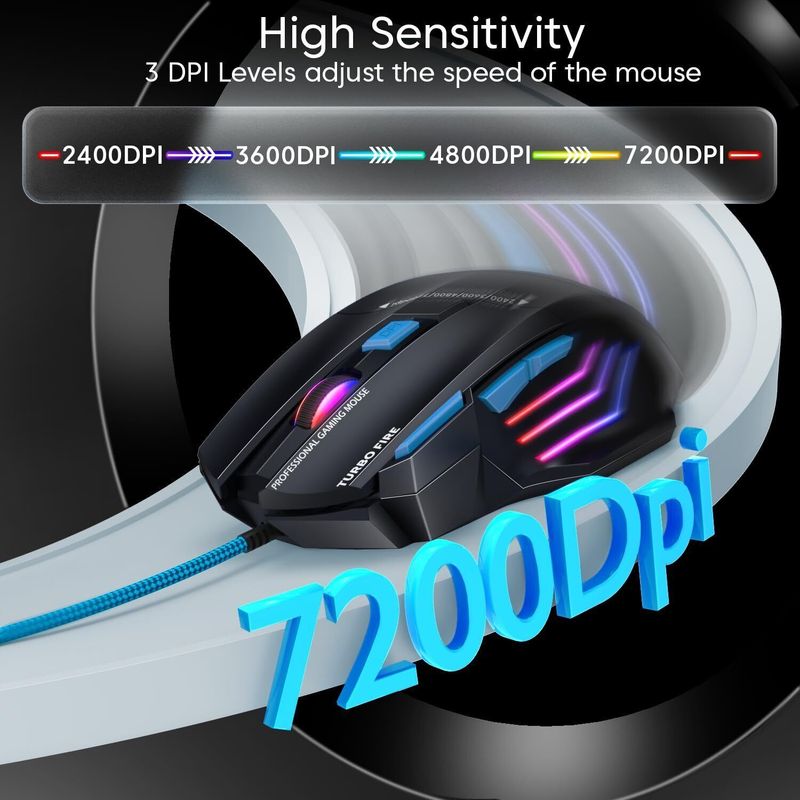 sounce Apex 7200 DPI Wired Gaming Mouse - Image 4