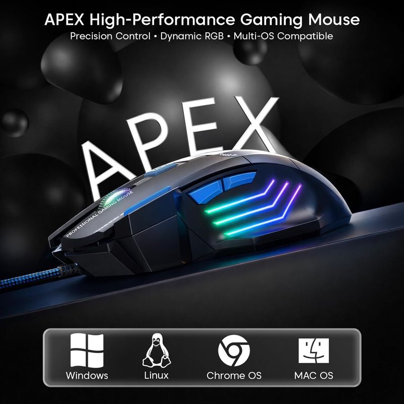 sounce Apex 7200 DPI Wired Gaming Mouse - Image 3