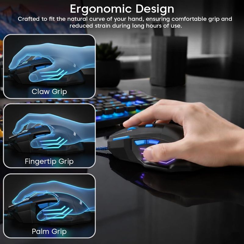 sounce Apex 7200 DPI Wired Gaming Mouse - Image 6