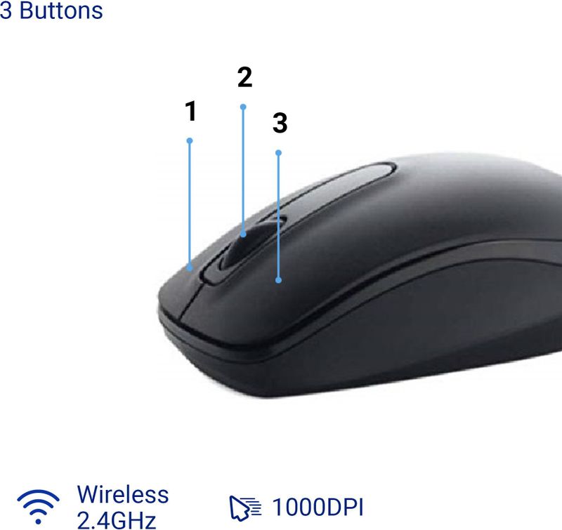 DELL WM118 Ambidextrous Optical Mouse 1000 DPI - Image 3