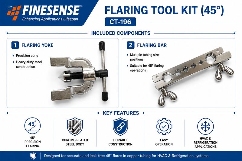 Fine Sense 45° Flaring Tool Kit for HVAC Copper Pipe - Image 4