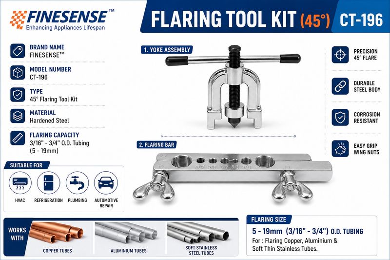 Fine Sense 45° Flaring Tool Kit for HVAC Copper Pipe - Image 5