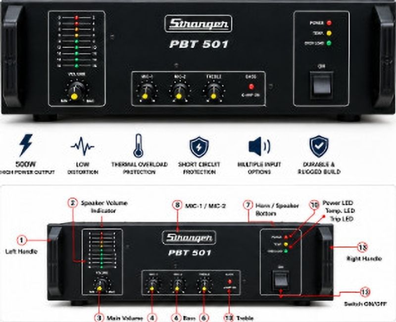 soundcraft Stranger PBT 501 500W Audio Amplifier - Image 3