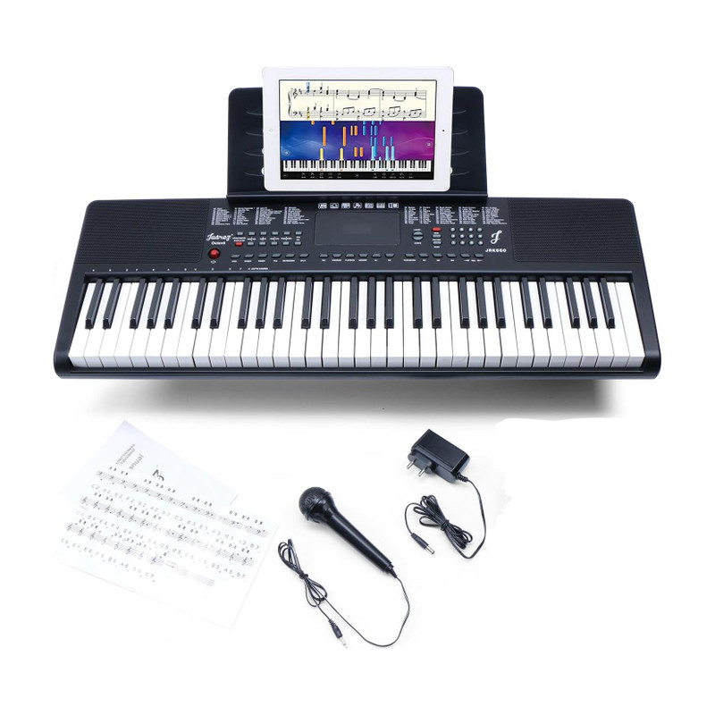 Juarez Octave JRK660 61-Key Electronic Teaching Keyboard Piano with LED Display | Adapter | Key Note Stickers | Mic |Music Sheet Stand | 200 Rhythms |