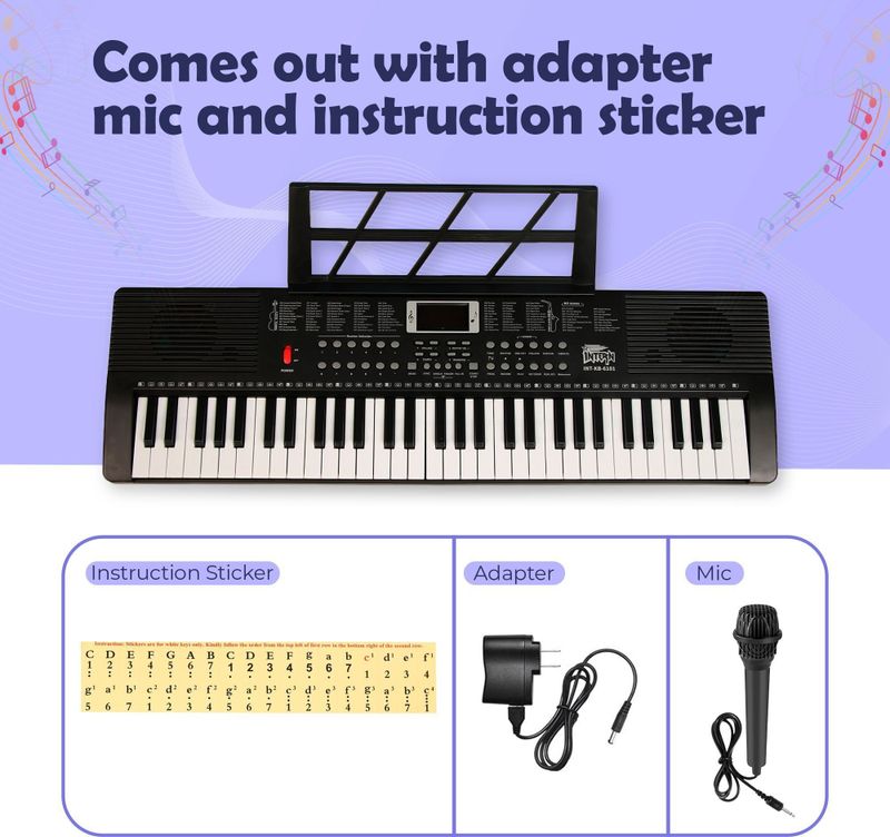 Intern 61 Keys Touch Response Portable Piano Keyboard - Image 6
