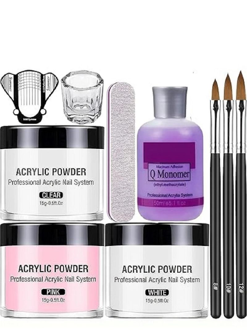 Bluedeal 10-in-1 Nail Art Kit Acrylic Powder Monomer Liquid Set - Image 2
