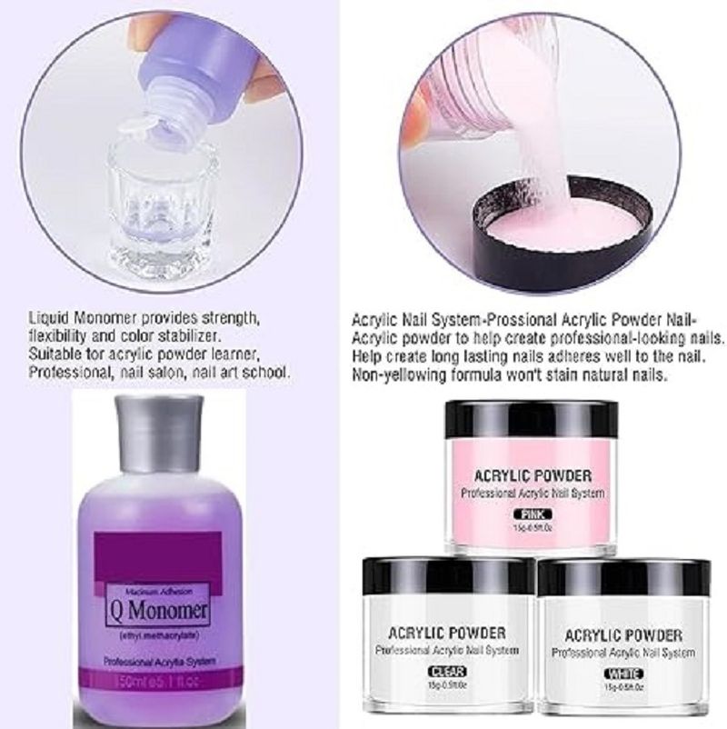 Bluedeal 10-in-1 Nail Art Kit Acrylic Powder Monomer Liquid Set - Image 3