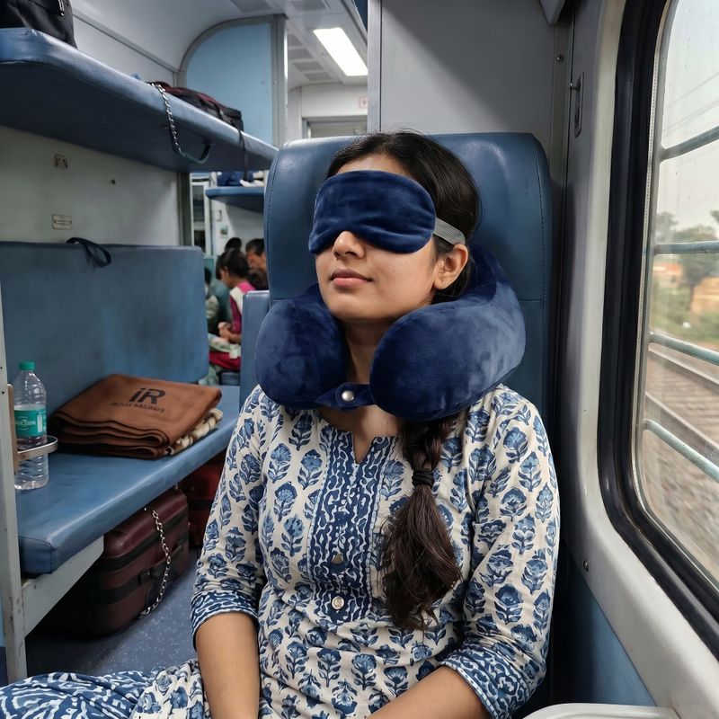 Vibento Travel Neck Pillow with Eye Mask - Image 3