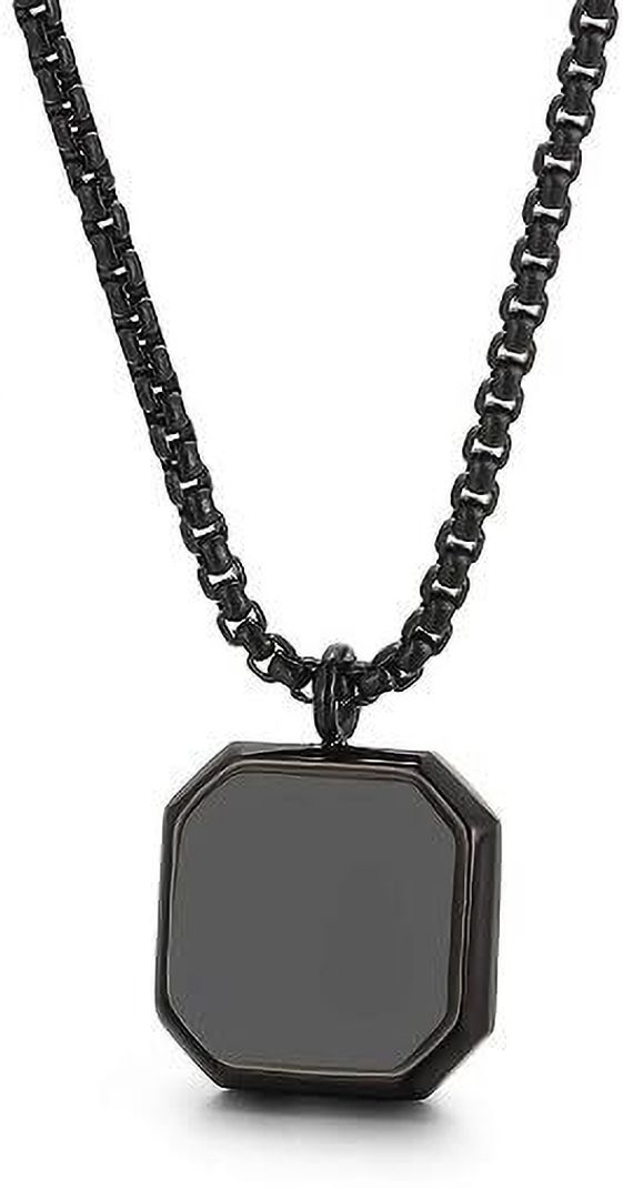 RGBrnd Minimalist Bar Chain Necklace âNew Bar Pandent Stainless Steel Black Pendant Silver Plated Alloy Chain - Image 3
