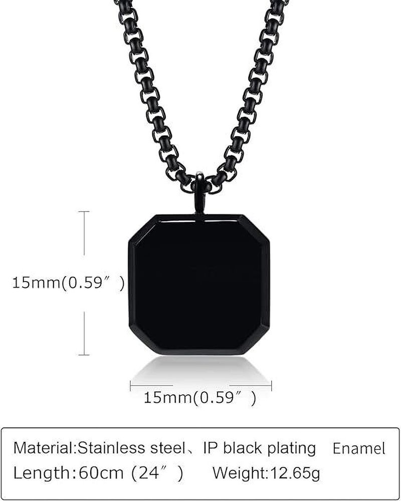 RGBrnd Minimalist Bar Chain Necklace âNew Bar Pandent Stainless Steel Black Pendant Silver Plated Alloy Chain - Image 4