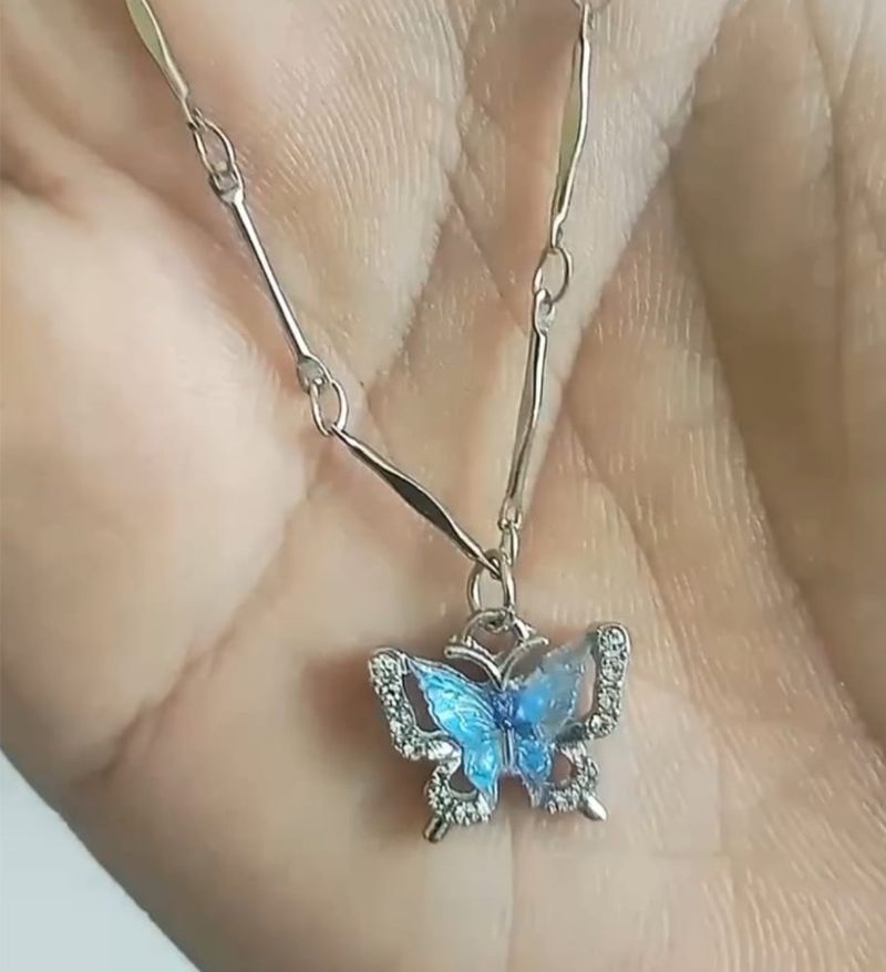 Arvora Korean Blue Butterfly Necklace - Image 4