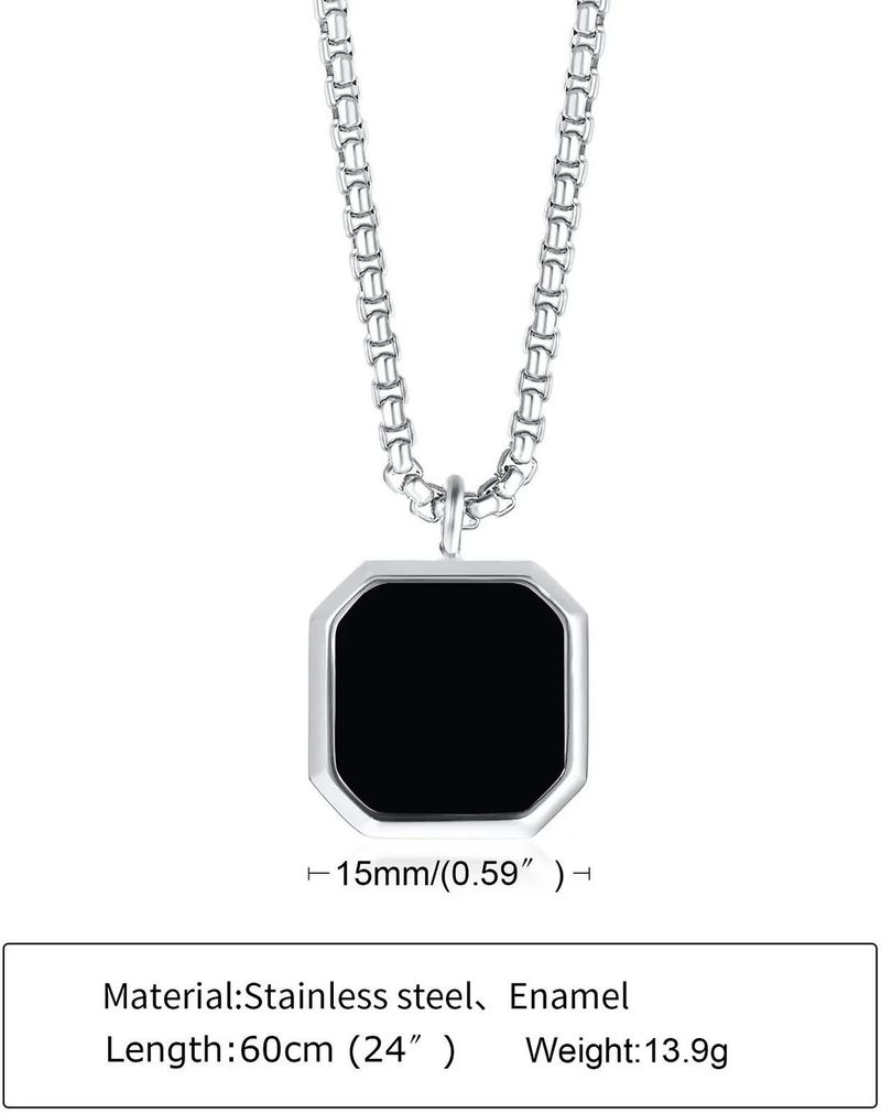 Utkarsh Geometric Black Square Natural Stone Locket Necklace - Image 3