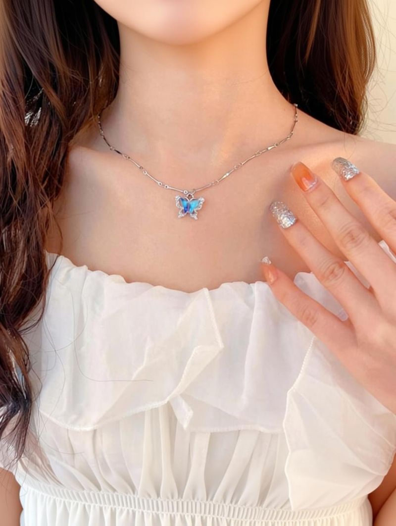 Arvora Korean Blue Butterfly Necklace - Image 2