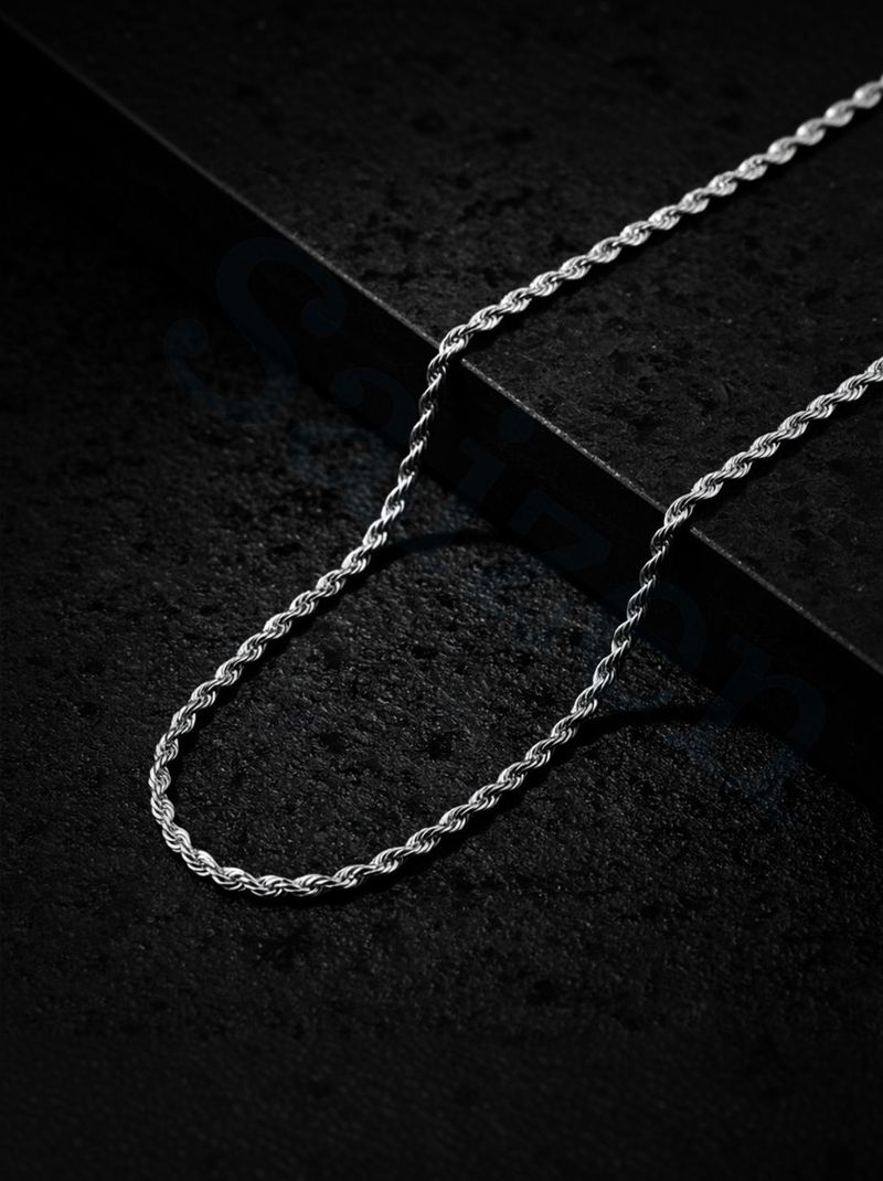 Saizen 24 Inch Silver Stainless Steel Rope Chain Necklace - Image 2