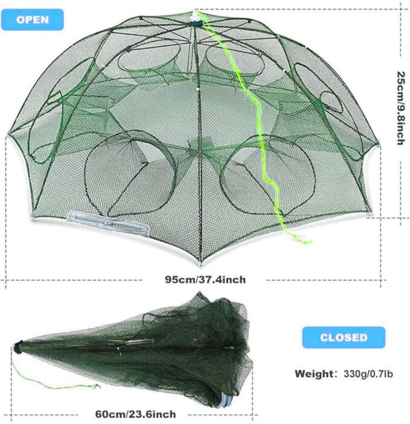 NETKING Umbrella Crab Fishing Net 8 Pocket Fish Trap 6mm Mesh - Image 7