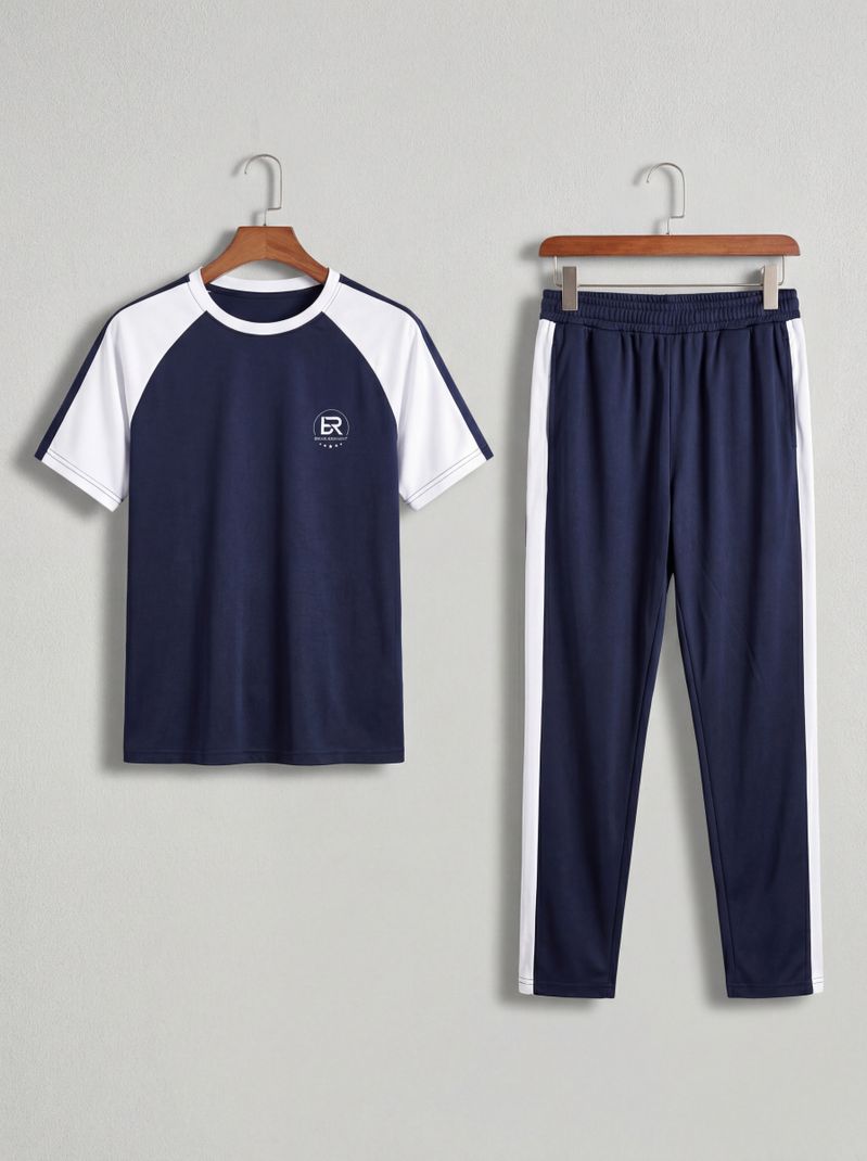 LINSOR FASHION Men Blue Colorblock Night Suit Set - Image 2