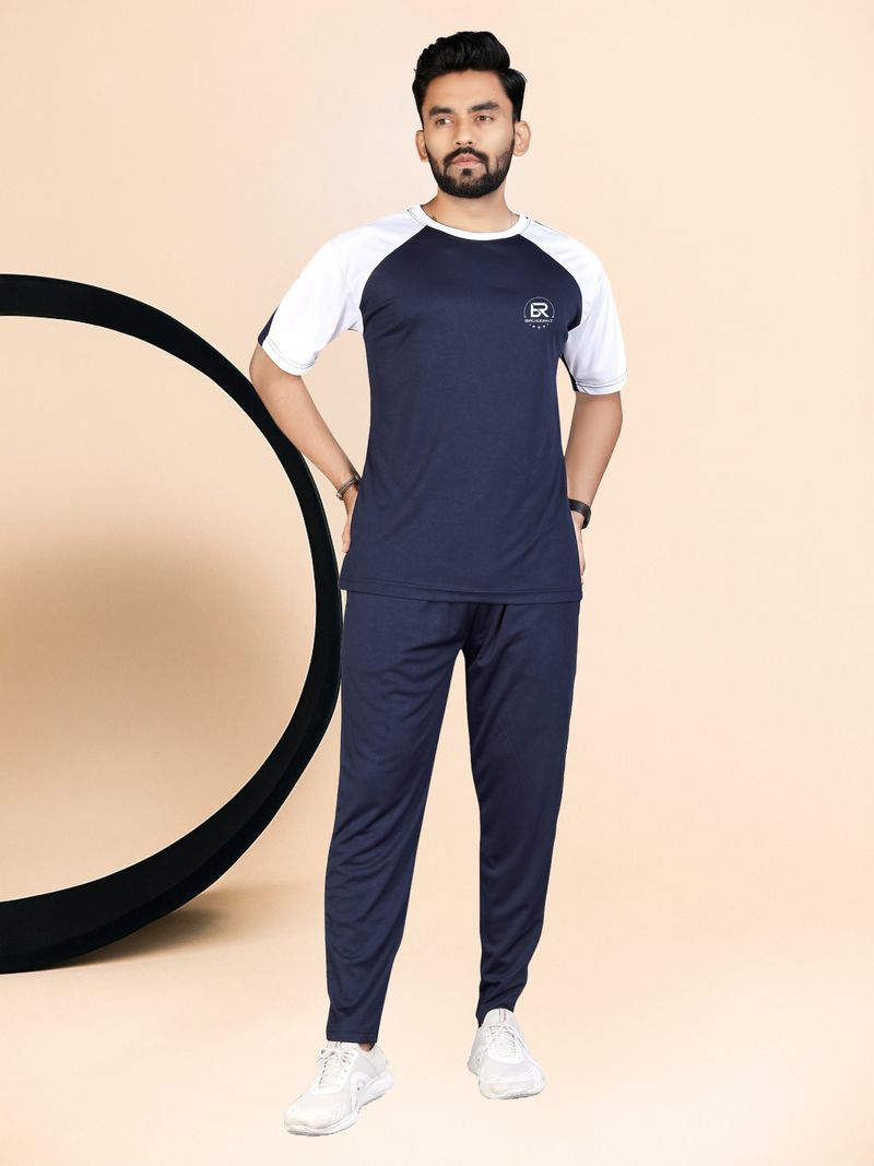 LINSOR FASHION Men Blue Colorblock Night Suit Set - Image 4