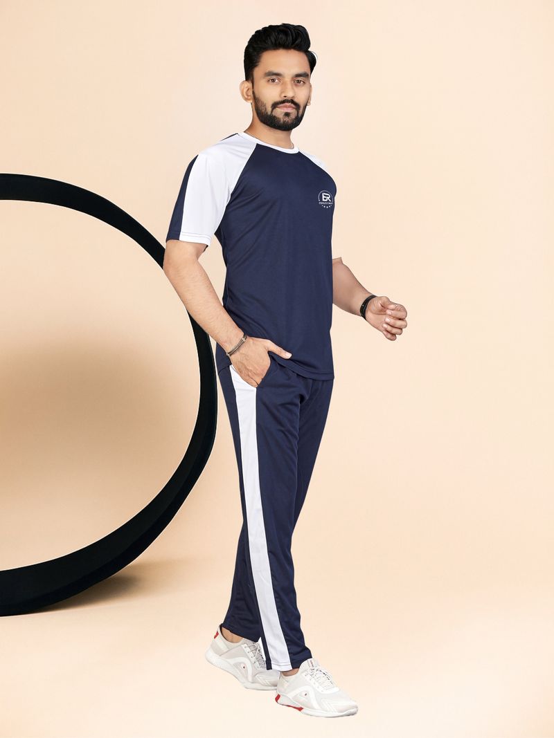 LINSOR FASHION Men Blue Colorblock Night Suit Set - Image 3