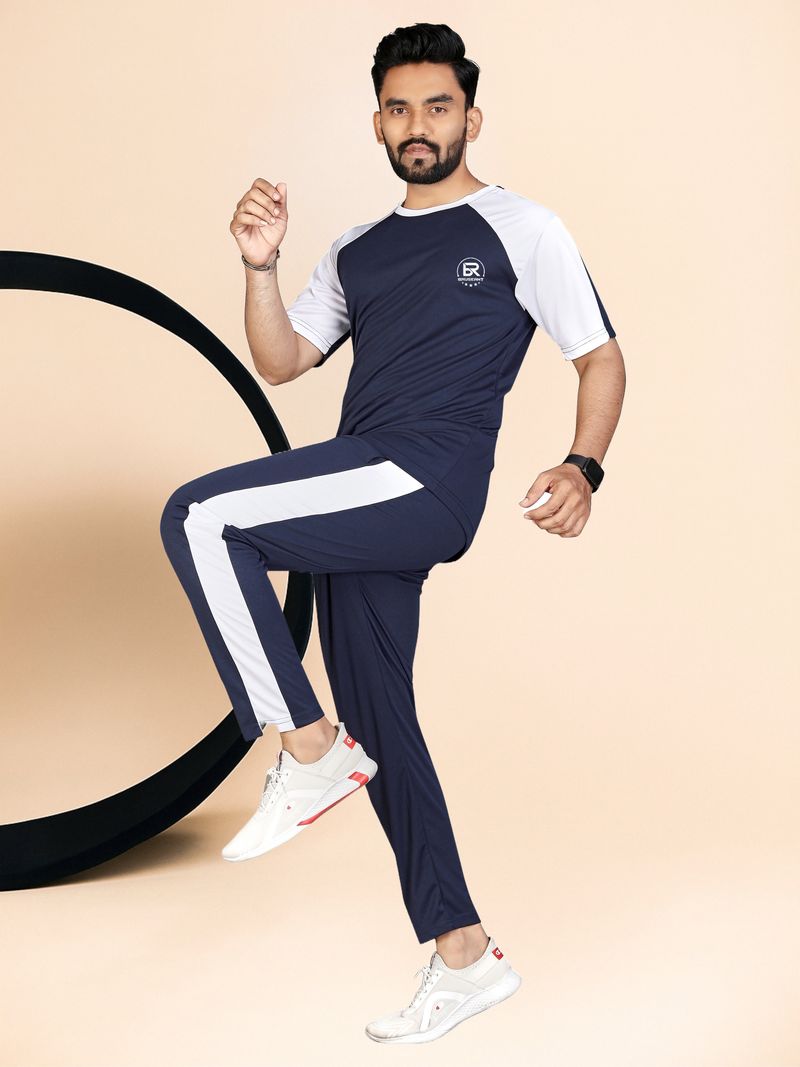 LINSOR FASHION Men Blue Colorblock Night Suit Set - Image 5