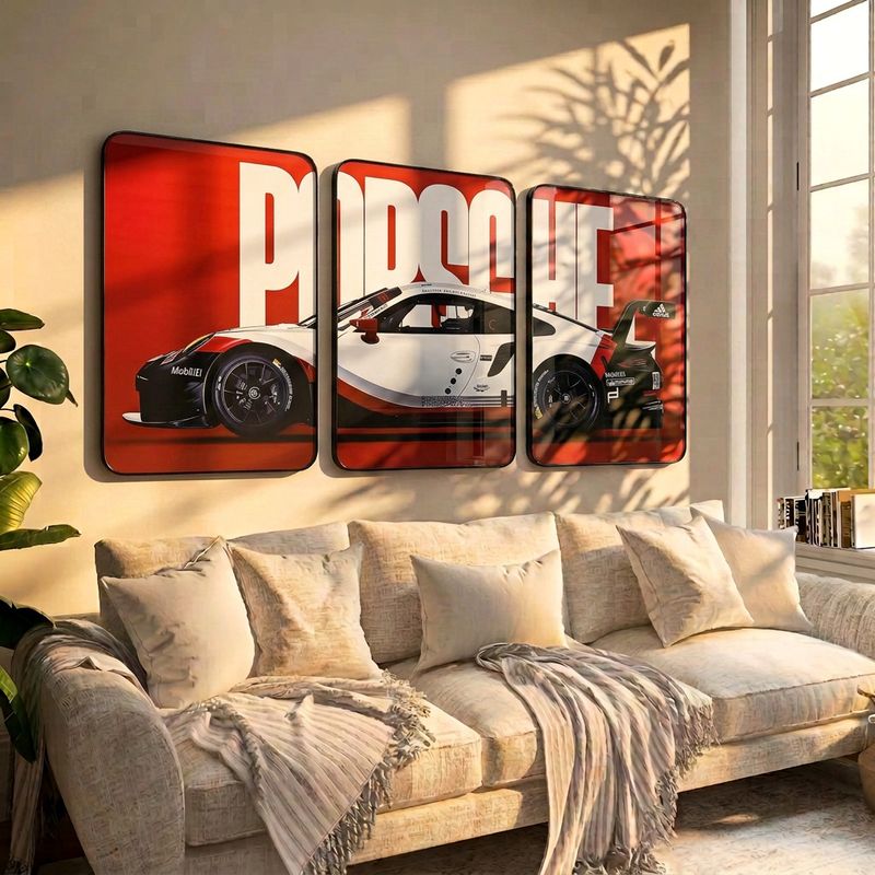 printzee Red Porsche Sports Car Wall Art 12x18 Inch - Image 4