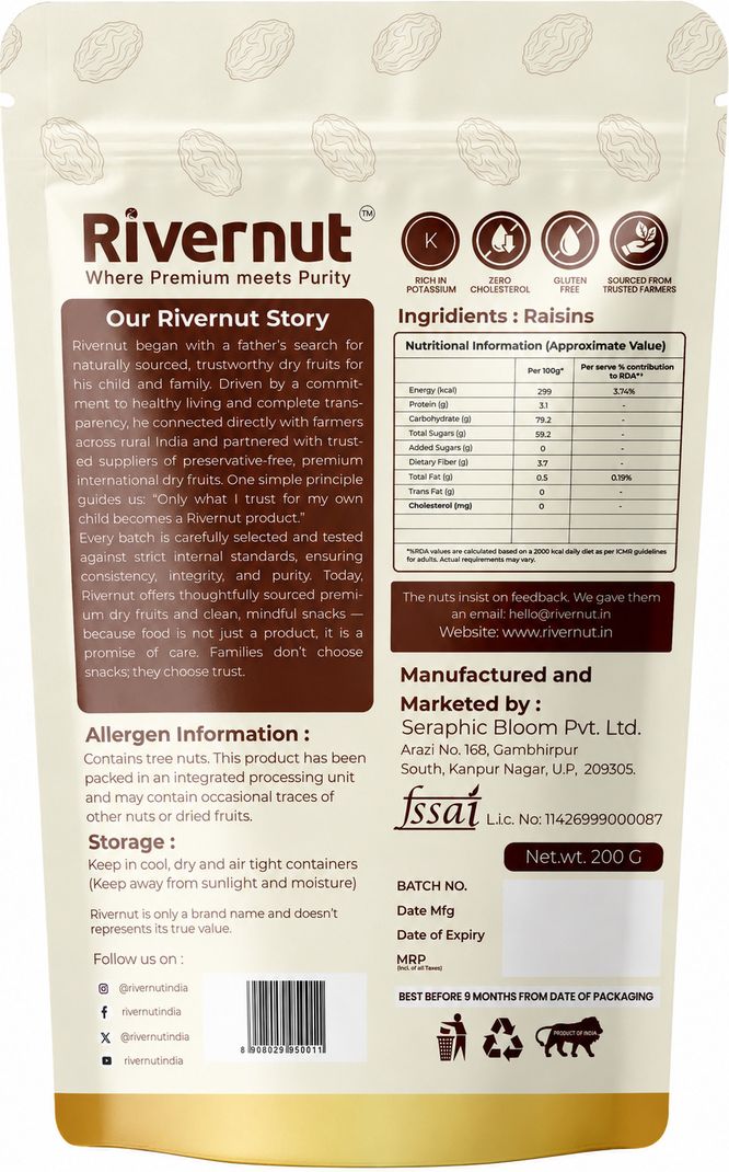 Rivernut 100% Natural Premium Seedless Raisins - Image 3