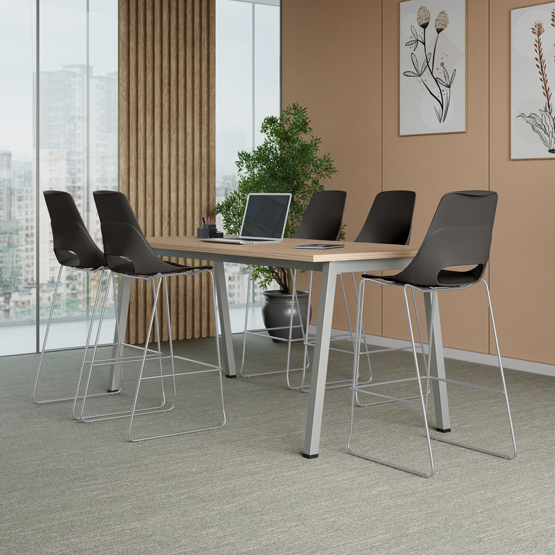 Interio by Godrej Shine NA Office Visitor Chair (Dark Grey, Set of 5, Knock Down)