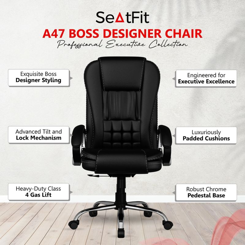SEATFIT A47 Ergonomic Leatherette Office Chair - Image 4
