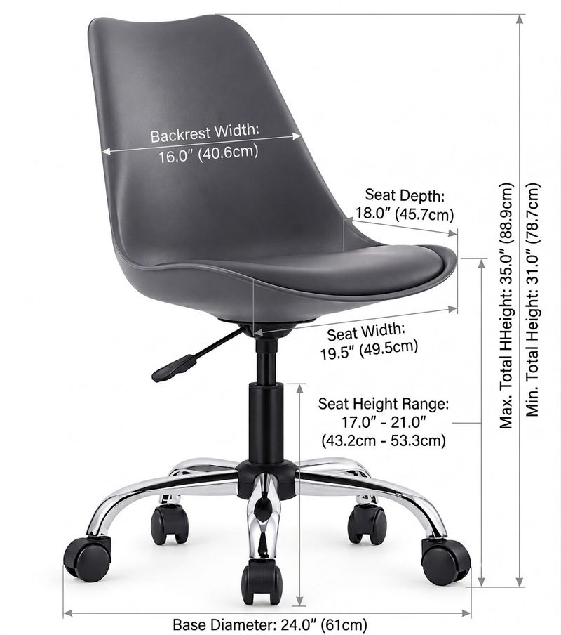 MAESTRO Study Stool Chrome Base Fabric Office Chair (Grey) - Image 4