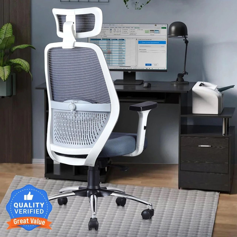 ASTRIDE Octave BIFMA Certified Office Chair | 2D Armrest, 2D Headrest, Lumbar Support Mesh Office Adjustable Arm Chair Grey, White, Optional Installat
