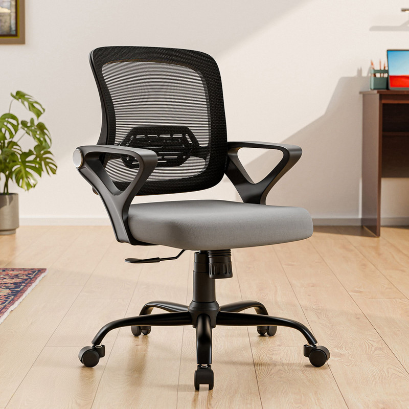 GREEN SOUL Pebble Mid Back Ergonomic|Home, Office, WFH|Moulded Foam|Extra Comfort Mesh Office Adjustable Arm Chair Grey, DIY(Do-It-Yourself)