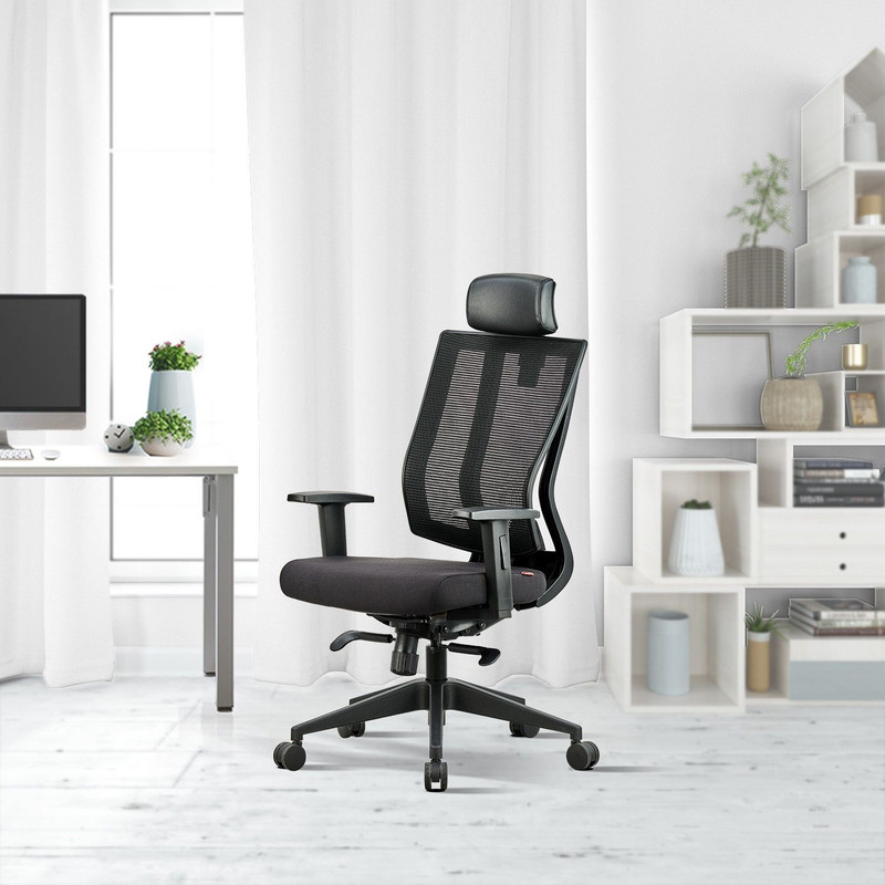 Featherlite Liberate HB Mesh Fabric Office Adjustable Arm Chair Black, Optional Installation Available