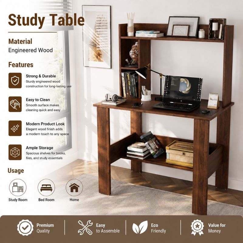 Multipurpose Portable Study Desk, Engineered Wood - Image 6