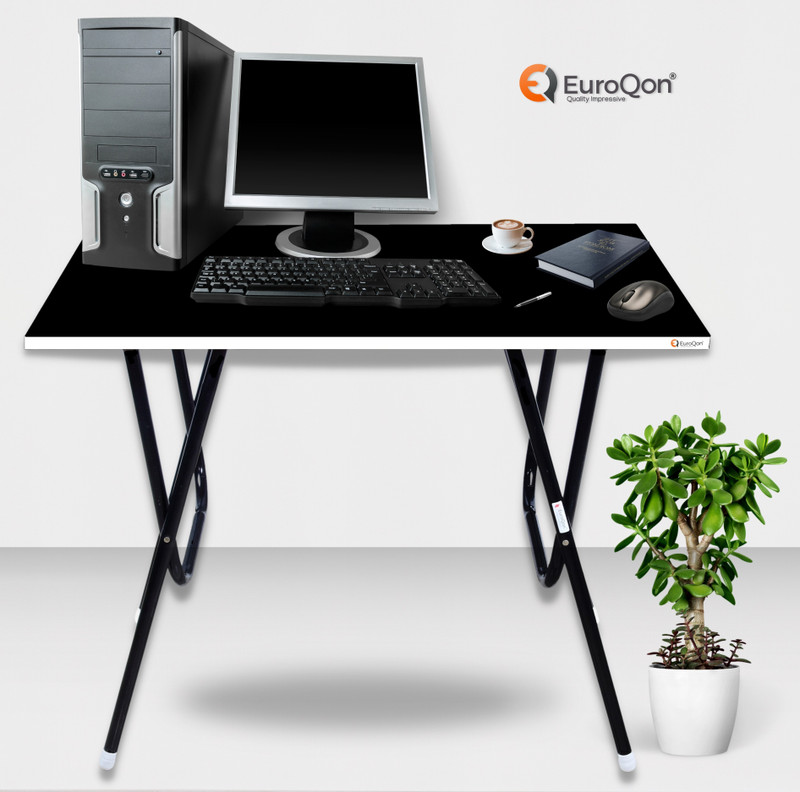 EuroQon Workstation Foldable Engineered Wood Computer Desk (Modular, Finish Color - Black, Pre-assembled)