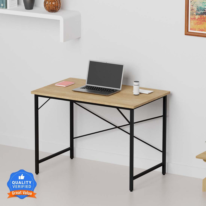 Flipkart Perfect Homes Studio Engineered Wood Office Table Free Standing, Finish Color - Beige, DIY(Do-It-Yourself)