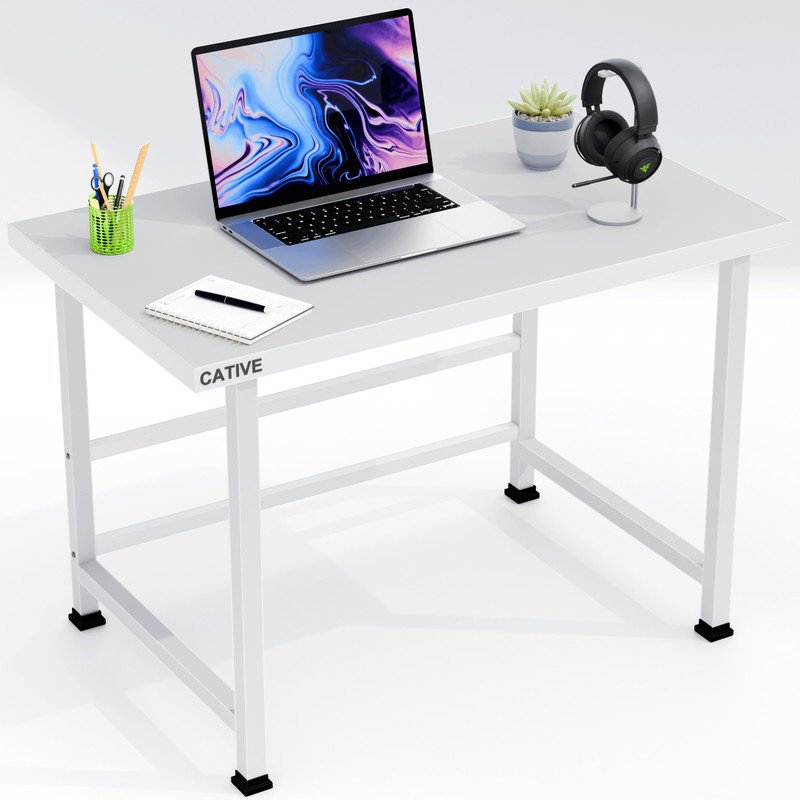 CATIVE Engineered Wood Office Table (Free Standing, Finish Color - White, DIY(Do-It-Yourself))