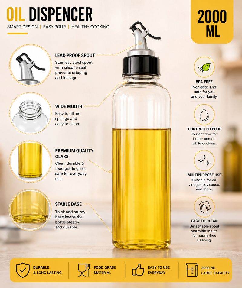 OTIZ 1000 ml Cooking Oil Dispenser (Pack Pack of 2 · 1 L (2 L total) - Image 5