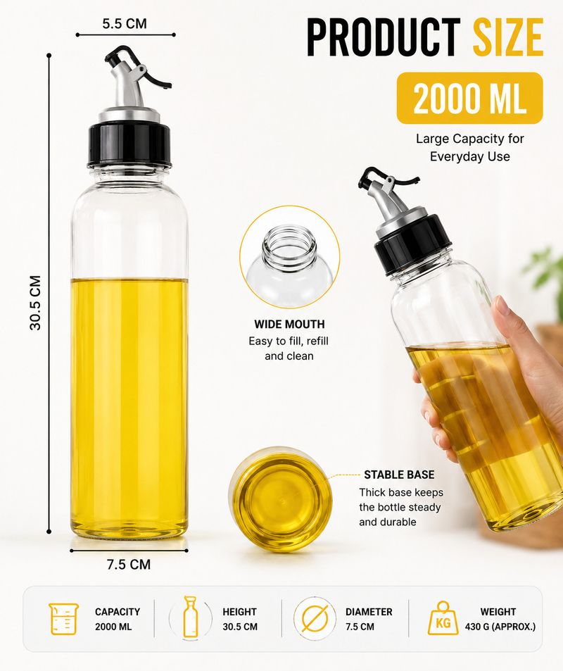 OTIZ 1000 ml Cooking Oil Dispenser (Pack Pack of 2 · 1 L (2 L total) - Image 3