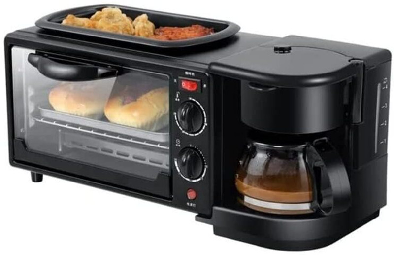 INDRO 10-Litre Oven Toaster Grill OTG 10-Litre 3-in-1 Breakfast Maker with Oven, Coffee Maker & Timer Control, Black