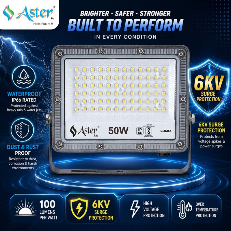 ASTER LITE Lumix 50W LED Flood Light IP66 6500K Cool White - Image 5