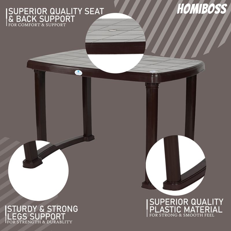 HOMIBOSS Plastic Foldable Table Brown - Image 8