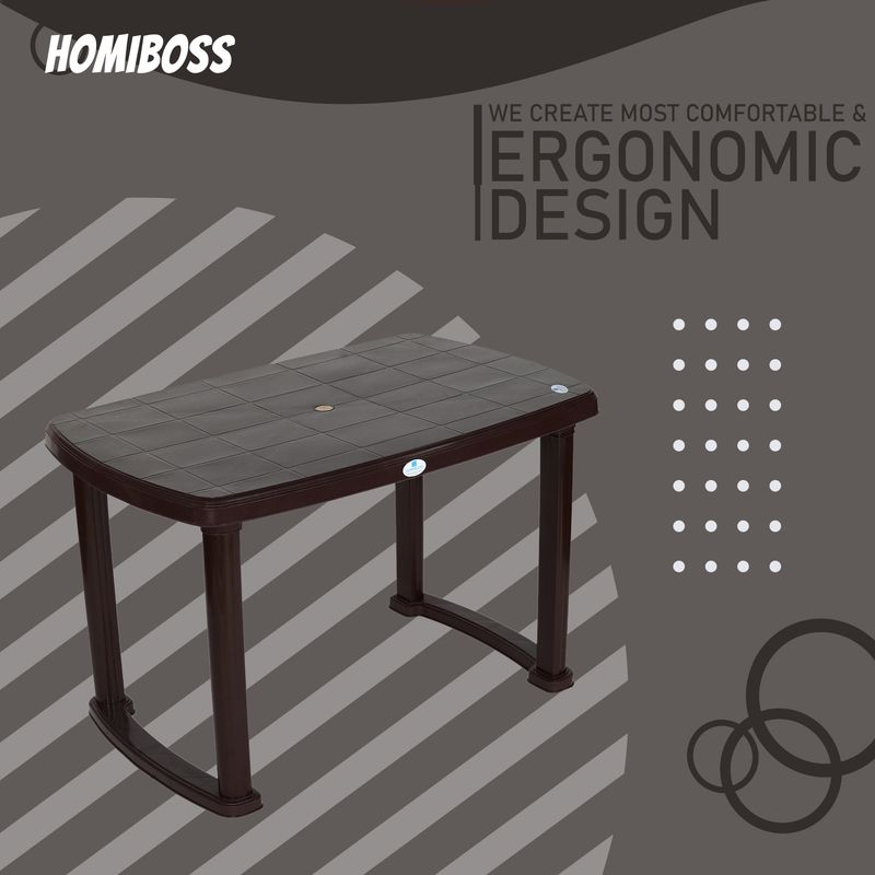HOMIBOSS Plastic Foldable Table Brown - Image 6