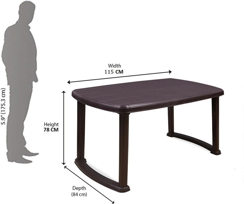 HOMIBOSS Plastic Foldable Table Brown - Image 5