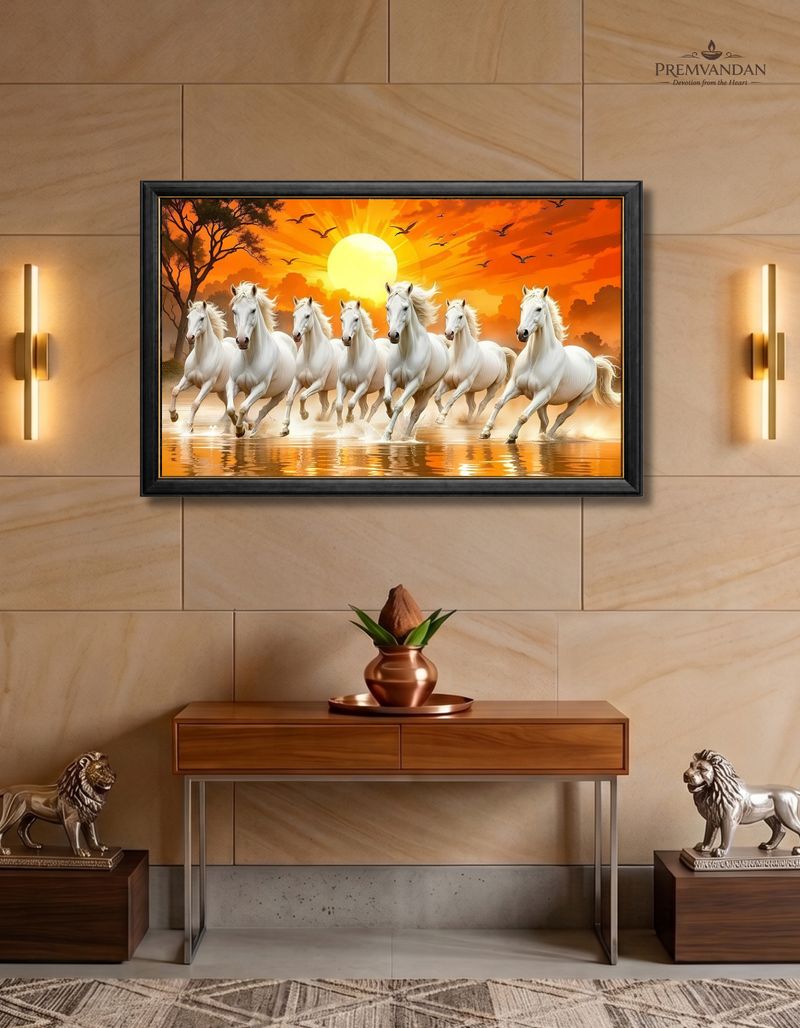 Premvandan 7 Running Horses Wall Painting - Image 3