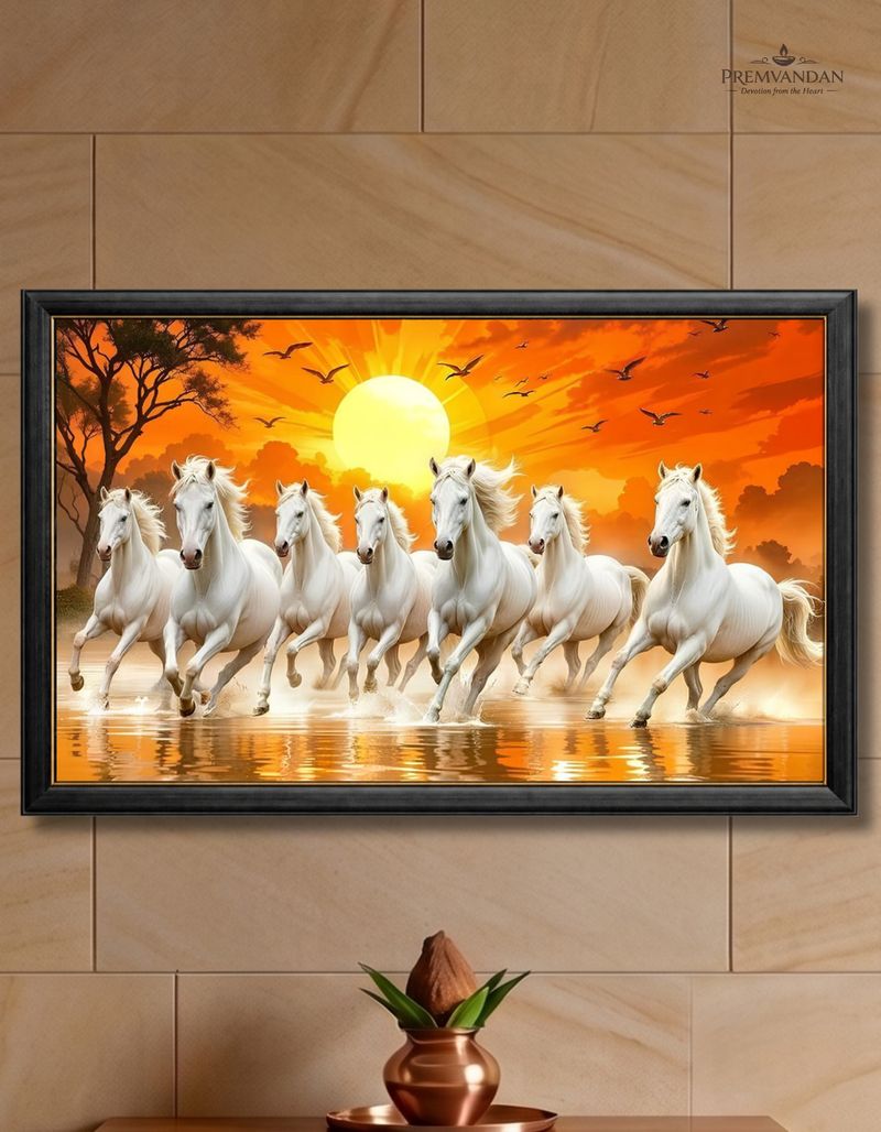 Premvandan 7 Running Horses Wall Painting - Image 2