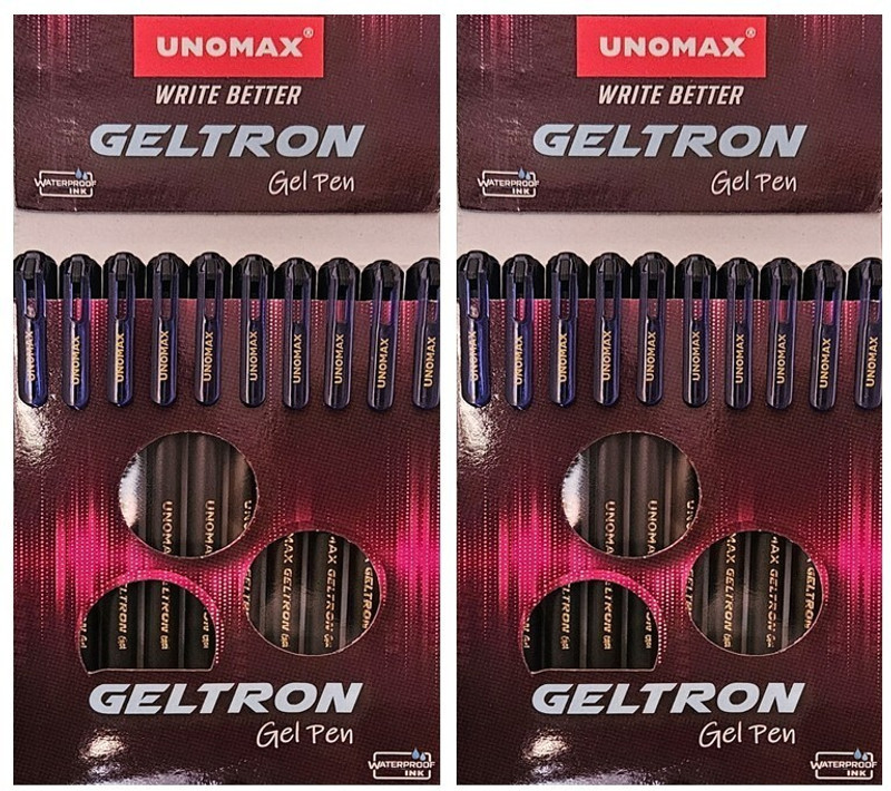 unomax geltron gel pen ink blue 20 pens